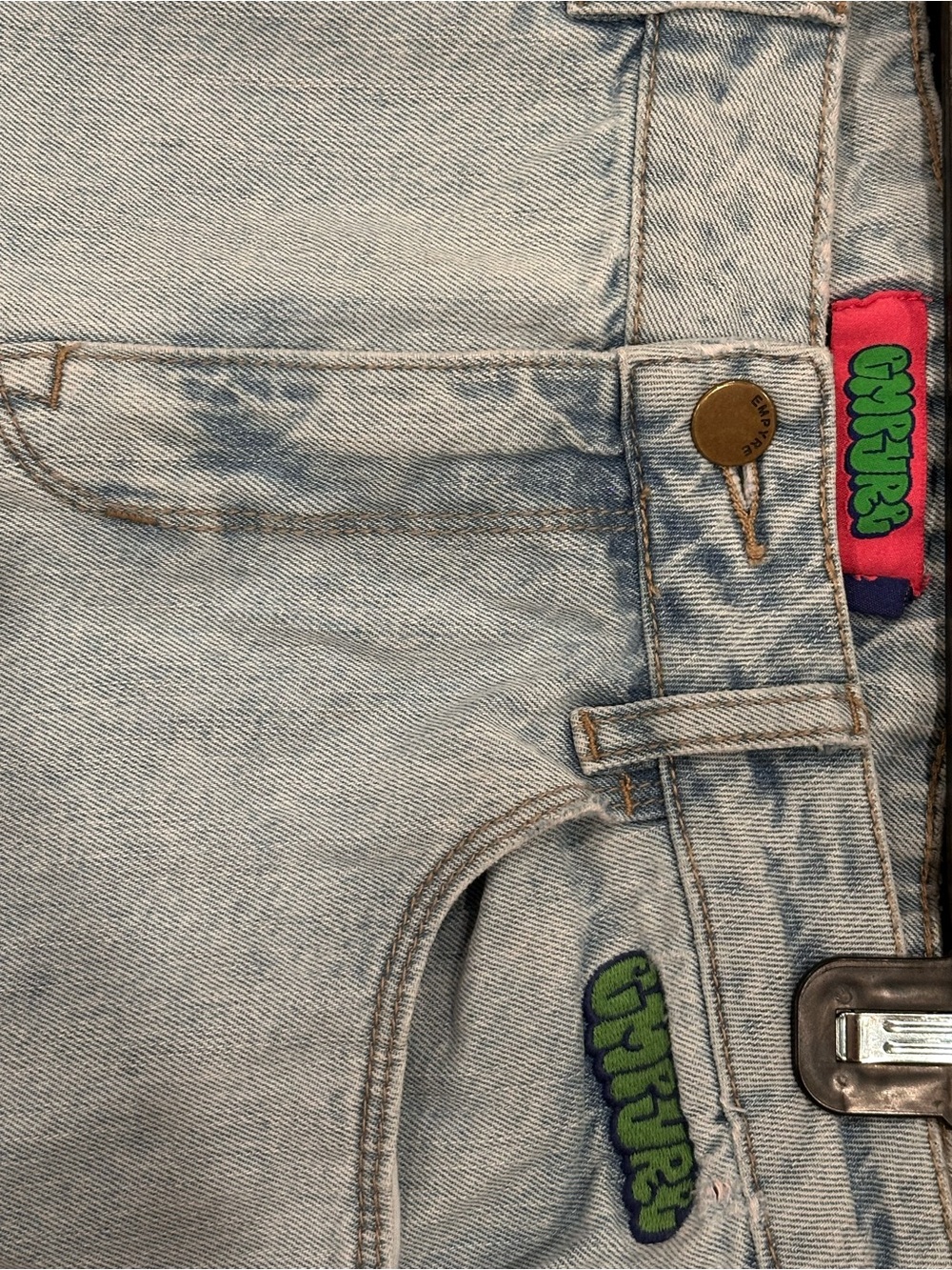 Empyre Light Wash Flare Jeans - Pale Blue - Picture 5 of 7